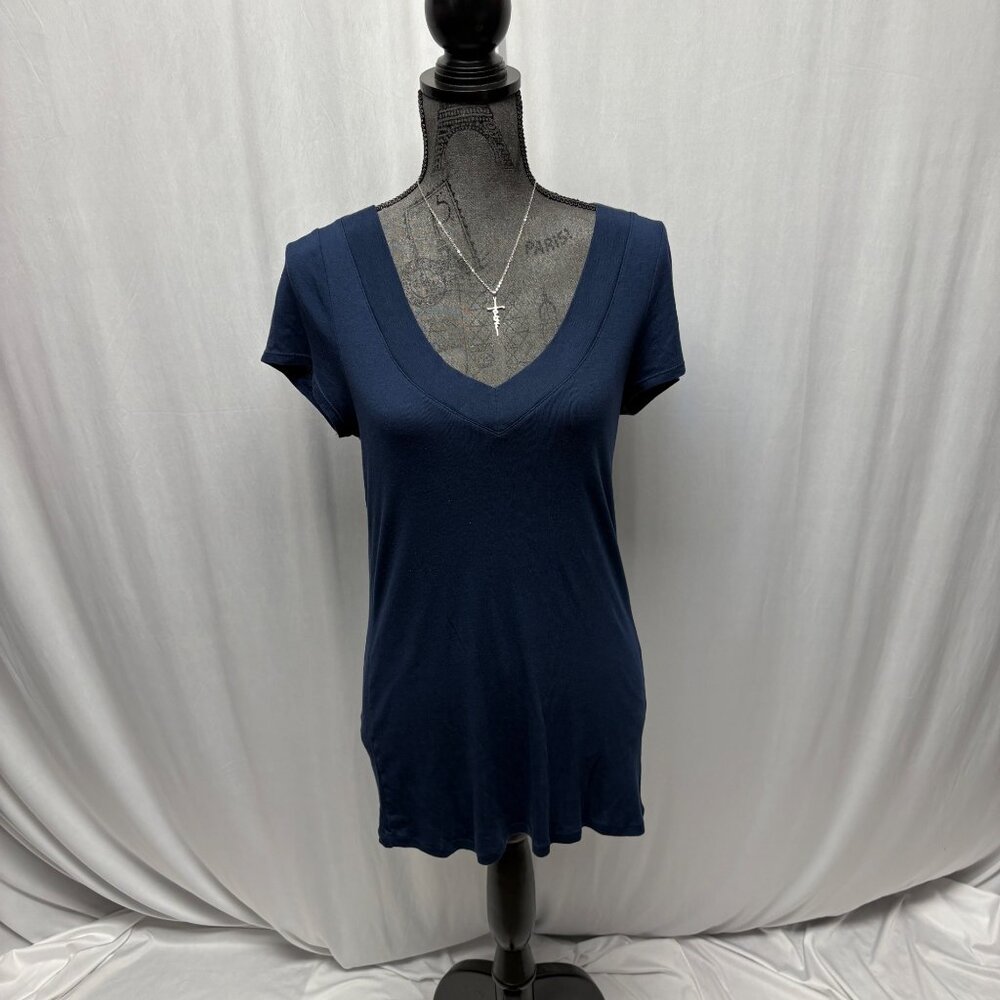 Old Navy V-Neck T-Shirt Womens Sz Large Blue Short Sleeve Soft Comfy Casual